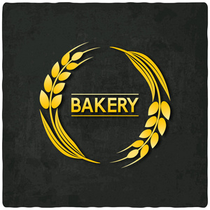 麦子banner金黄麦子面包店标志黑色背景照片