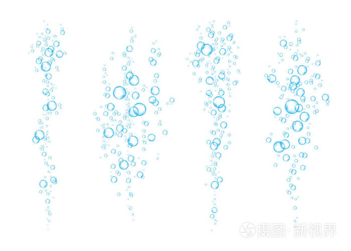 蓝水下嘶气泡在白色背景上流动插画-正版商用图片115bb1-摄图新视界