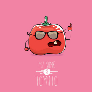 我的名字是西红柿.蔬菜时髦的食物字符照片