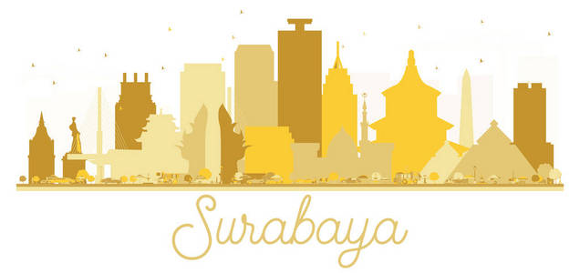 印尼泗水城市地平线金色剪影