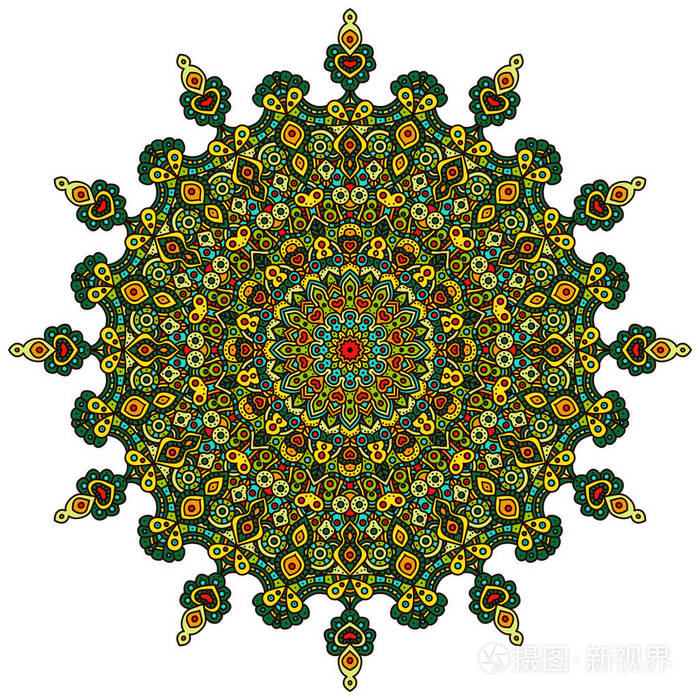 曼达拉. 东方图案矢量插图. 伊斯兰阿拉伯印度巴基斯坦中国神秘奥斯曼