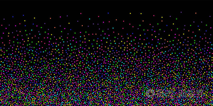 彩色五彩纸屑在黑色背景上的点