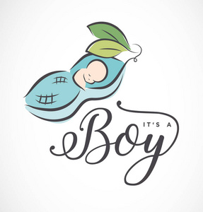 s a Boy Design Element for Greeting and Baby Shower Invitation C