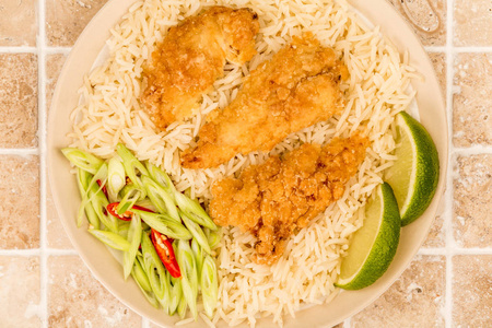 日式米饭日式深炸鸡饭照片