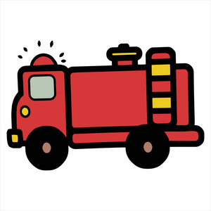 友好的驱动器可爱的卡通消防车白色背景为儿童打印t恤彩色书有趣和