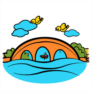 儿童素描画桥图片-儿童素描画桥素材-儿童素描画桥插画-摄图新视界