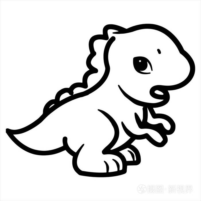 可爱的卡通恐龙在白色背景上为孩子们打印t恤彩色书有趣和友好的性格