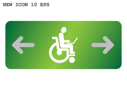 带有笔记本电脑网页图标的残疾人。 矢量设计