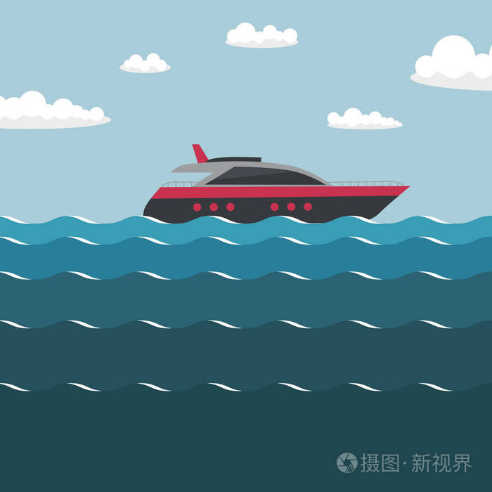 船在海上. 简单的矢量图.插画-正版商用图片115wme-摄图新视界