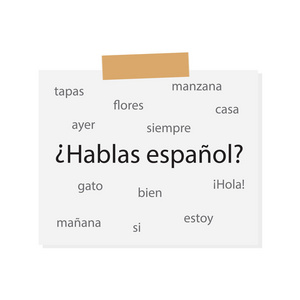 Hablas 西班牙 你会说西班牙语 用西班牙语写在白纸上矢量插图