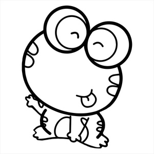可爱的卡通青蛙白色背景为儿童打印T恤彩色书有趣和友好的性格为儿童。