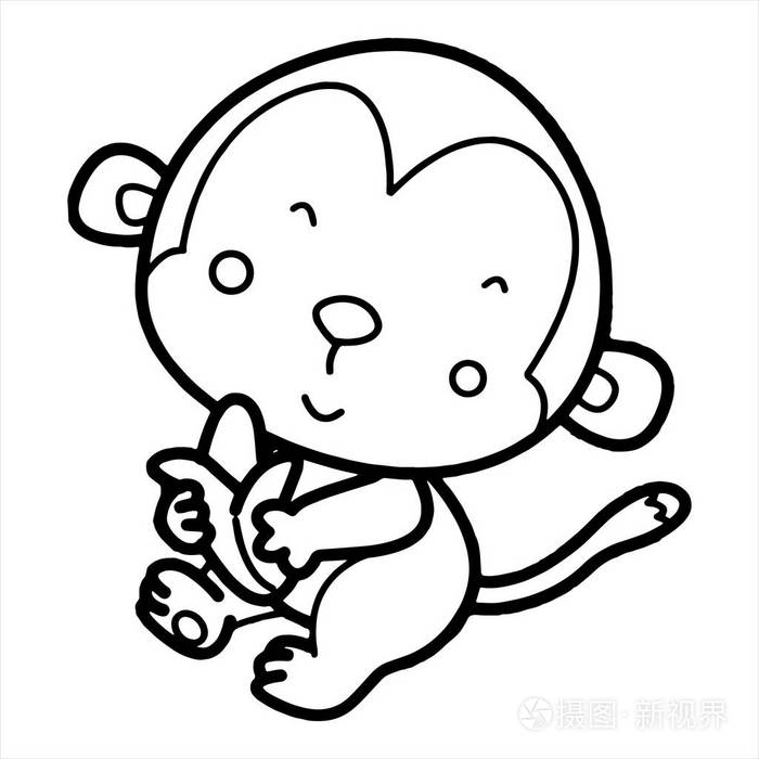 可爱的卡通猴子在白色背景上为孩子们打印t恤彩色书有趣和友好的性格