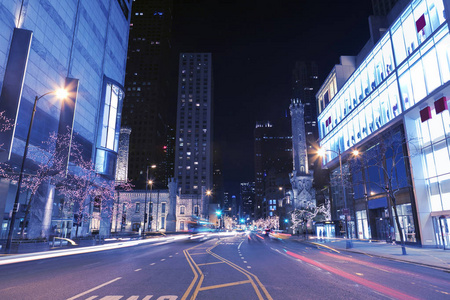 芝加哥街夜景图片