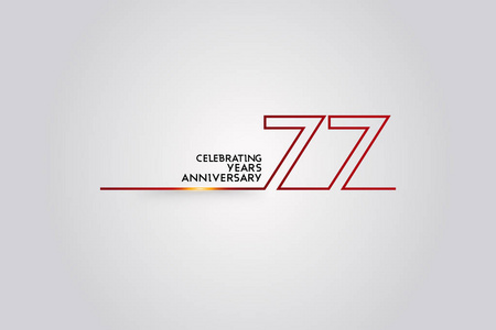 在白色背景上分离出一个连接的线条矢量插图,用红色字体编号制作的77