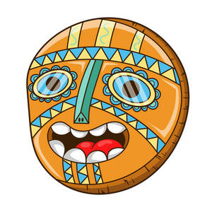 恐怖非洲面具, 卡通矢量插画照片