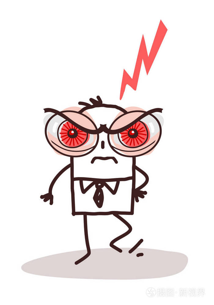 大眼睛愤怒的卡通人物