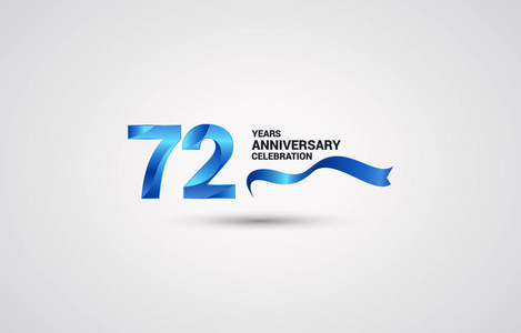 anniversa72周年纪念标识与银色多线性数字.
