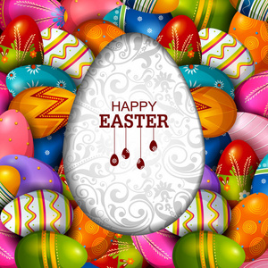 五颜六色的彩蛋快乐的复活节问候背景