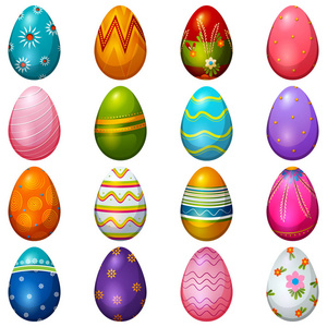 五颜六色的彩蛋快乐的复活节问候背景