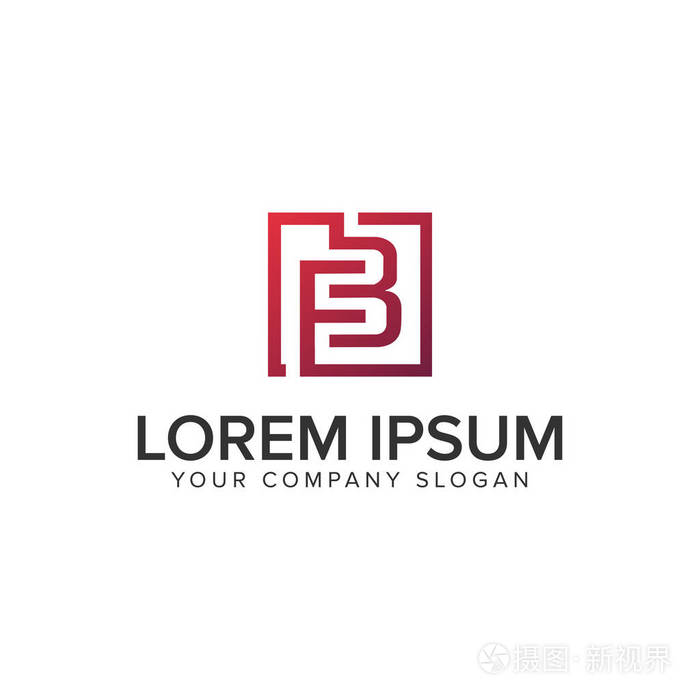 字母fb 正方形标志设计概念模板