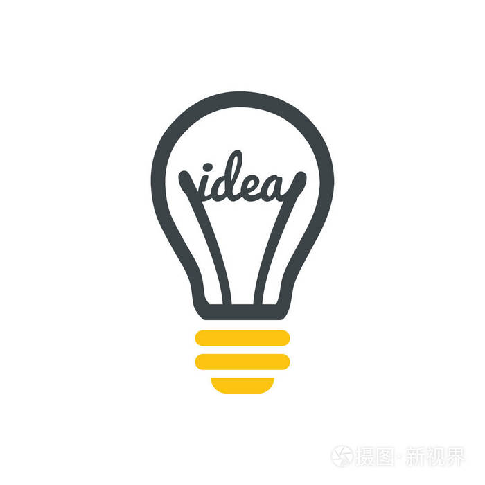 矢量灯泡标识的程式化符号