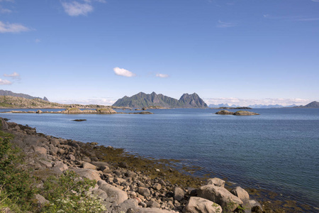 挪威洛福滕斯沃勒海岸和岛屿的全景