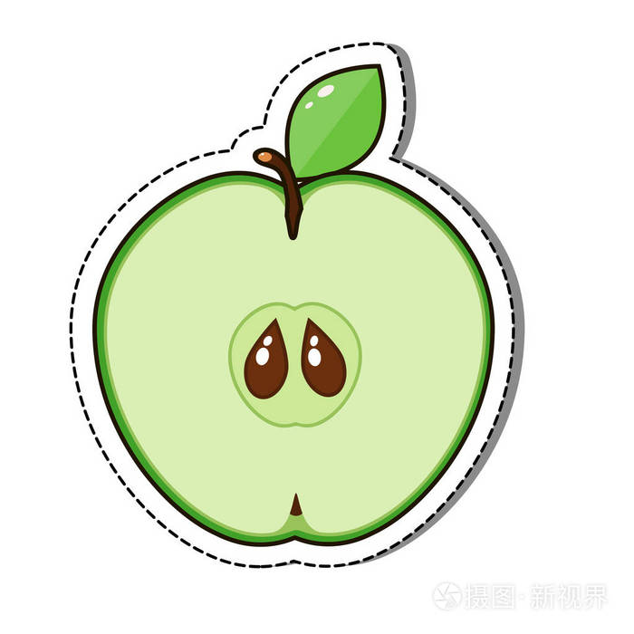 绿色苹果贴纸在白色背景隔绝了媒介例证