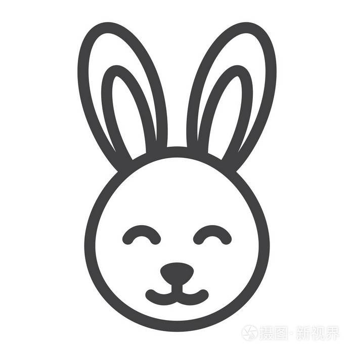 复活节兔子线图标复活节和假日兔子标志矢量图形在白色背景的线性模式
