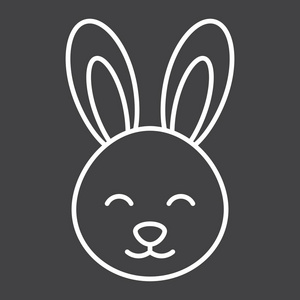 复活节兔子线图标, 复活节和假日, 兔子标志矢量图形, 在黑色背景的线性模式, eps 10