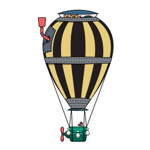 蒸汽朋克五颜六色的热气球