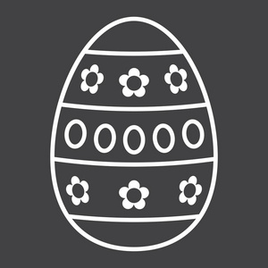 复活节彩蛋线图标, 复活节和假日, 庆祝标志矢量图形, 在黑色背景上的线性模式, eps 10
