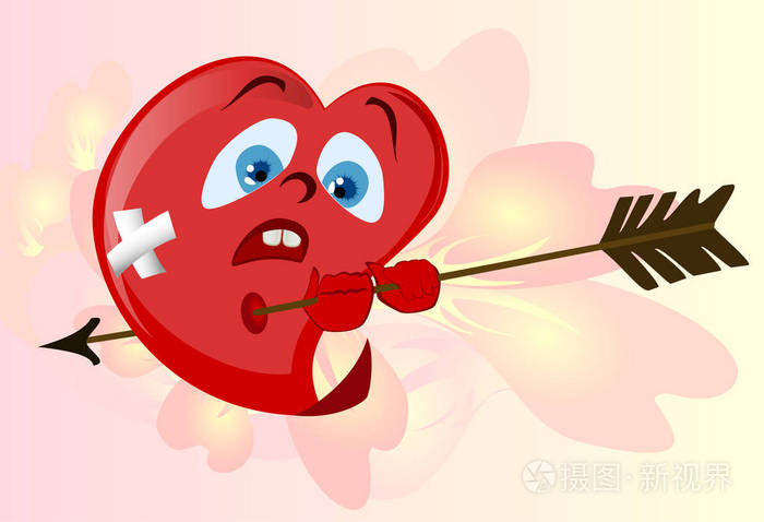 滑稽的红色心脏到情人节emoji表情eps10矢量插图