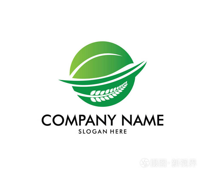 农业农学麦田农村农田自然收获的矢量标志设计