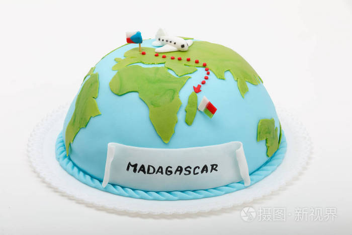 生日蛋糕像地球仪旅游概念
