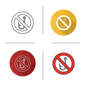 禁止标志与挂钩图标设置隔离白色背景