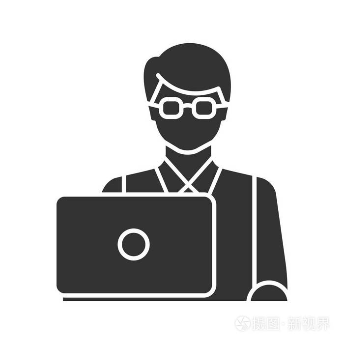 程序员字形图标隔离在白色背景