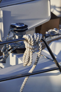  sailing boat in the port, nautical ropes