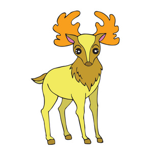 可爱的卡通驼鹿在白色背景上为孩子们打印t恤彩色书有趣和友好的性格