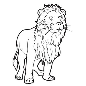 可爱的卡通狮子在白色背景上为孩子们打印t恤彩色书有趣和友好的性格