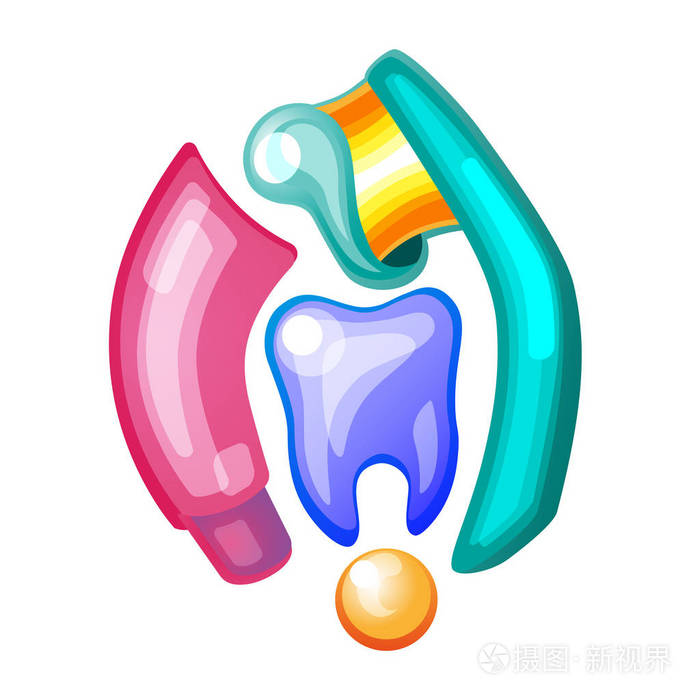 牙膏泡沫泡沫.口腔卫生.矢量插画平面设计.背景隔离