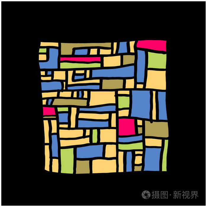 zen缠结图案手绘马赛克插图矢量