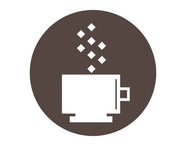 热咖啡杯图标的方形设计