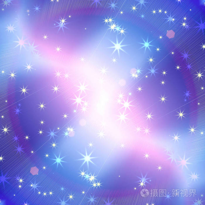 在蔚蓝的天空星星与太阳的光芒