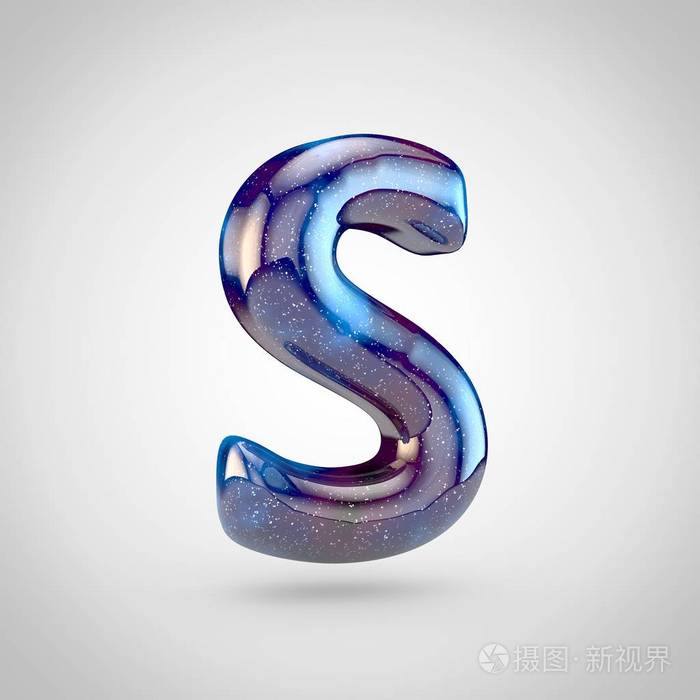 星系字母大写星系字体的三维渲染与闪闪发光的恒星和宇宙星云隔离在