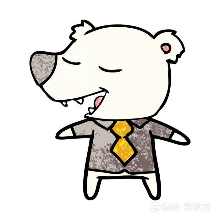 穿衬衫打领带的北极熊插画-正版商用图片116uyh-摄图新视界
