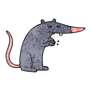 卡通鬼鬼祟祟的老鼠的矢量插图
