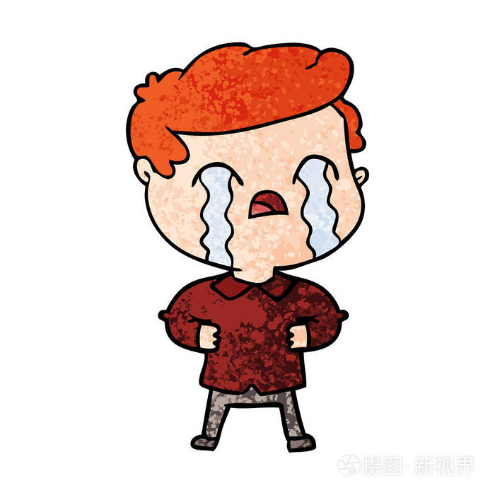 卡通人物哭泣的矢量插图