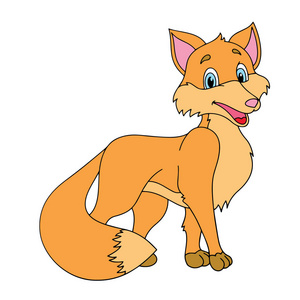可爱的卡通狐狸在白色背景上为孩子们打印T恤彩色书有趣和友好的性格为孩子们。