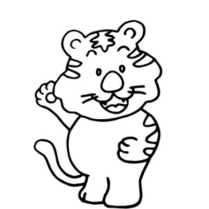 可爱的卡通虎在白色背景上为孩子们打印T恤彩色书有趣和友好的性格为孩子们。