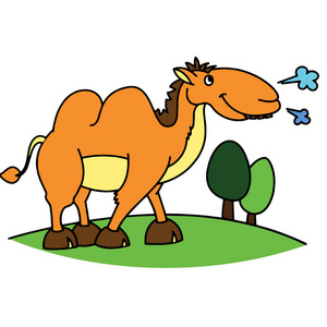 可爱的卡通骆驼白色背景为儿童打印T恤彩色书有趣和友好的性格为儿童。
